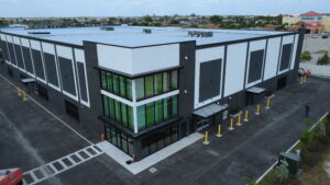 ExtraSpace Storage facility in Cape Coral, Florida, featuring a three-story climate-controlled buildings totaling approximately 94,200 sq. ft., built by Solid Steel Structures, Inc.