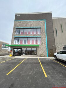 Multilevel U-Haul self-storage facility under construction in Loveland, Colorado, built by Solid Steel Structures, Inc., featuring modern architecture and a basement level.