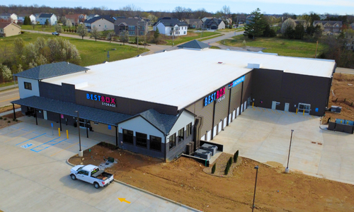 U-Haul Moving & Storage facility in Meridian, Idaho, featuring a four-story, 126,128 sq. ft. climate-controlled building constructed by Solid Steel Structures, Inc.