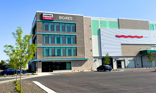 U-Haul Moving & Storage facility in Meridian, Idaho, featuring a four-story, 126,128 sq. ft. climate-controlled building constructed by Solid Steel Structures, Inc.